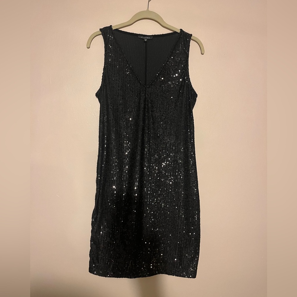 MARINA Sparkling Black Mini Dress size 10